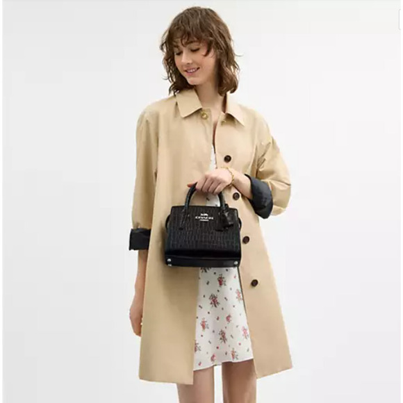 COACH Andrea Carryall Bag Crossbody In Crocodile-embossed Leather CR105 Black - Picture 4 of 10